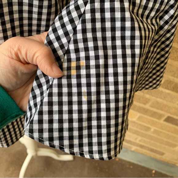 Anthropologie Jane & Delancey Plaid Black White Blouse Size Small - Picture 8 of 12